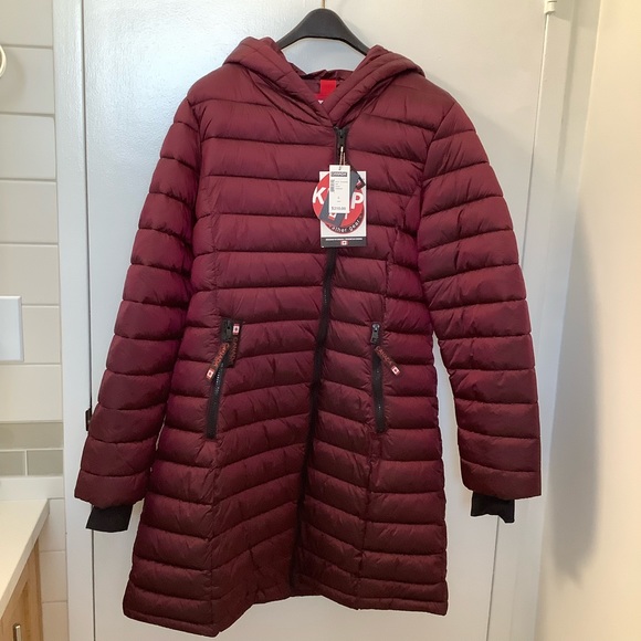 Canada Weather Gear cranberry satin puffer L NWT - Picture 1 of 5